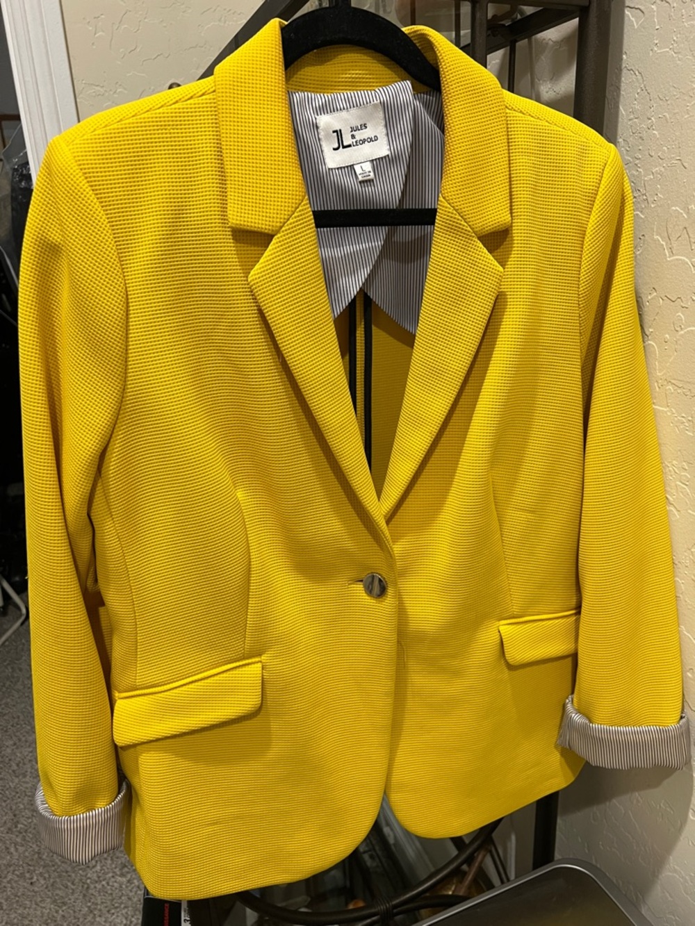 Jules & Leopold Bright Yellow Textured Single-Button Blazer